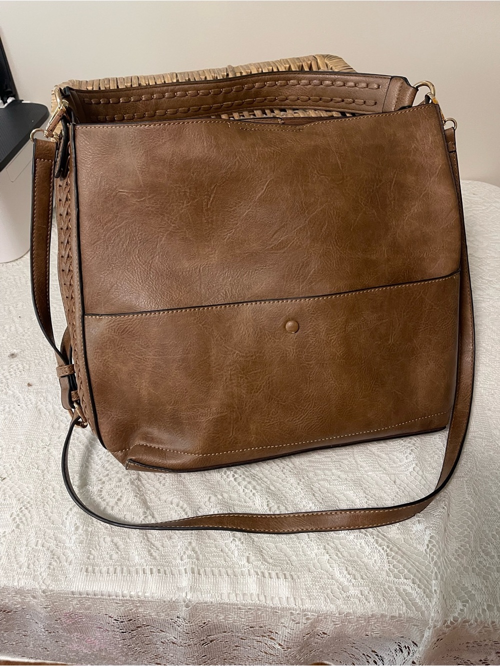 Classic Brown Leather Crossbody Shoulder Bag